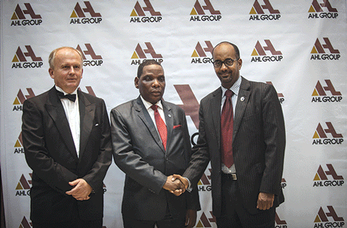 Minister Joseph Mwanamveka with PTA Bank president and chief executive officer, Admassu Tadesse at Auction Holdings Limited rebrand to AHL Group