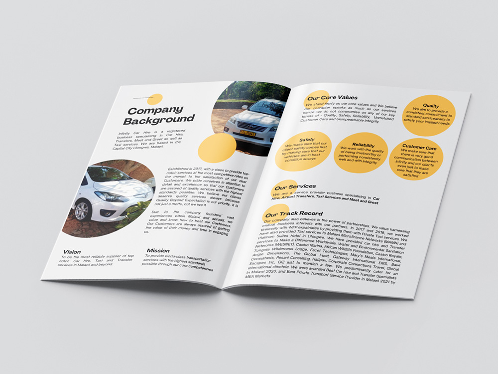 Infinity Car Hire brochure