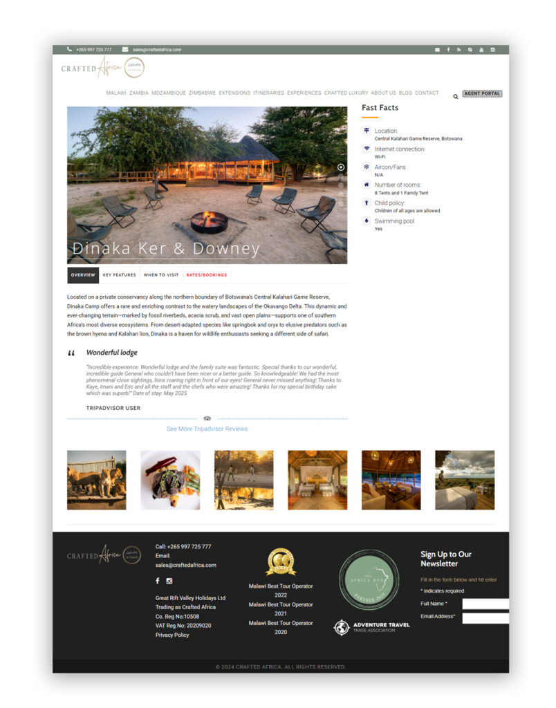 Crafted Africa lodge pages