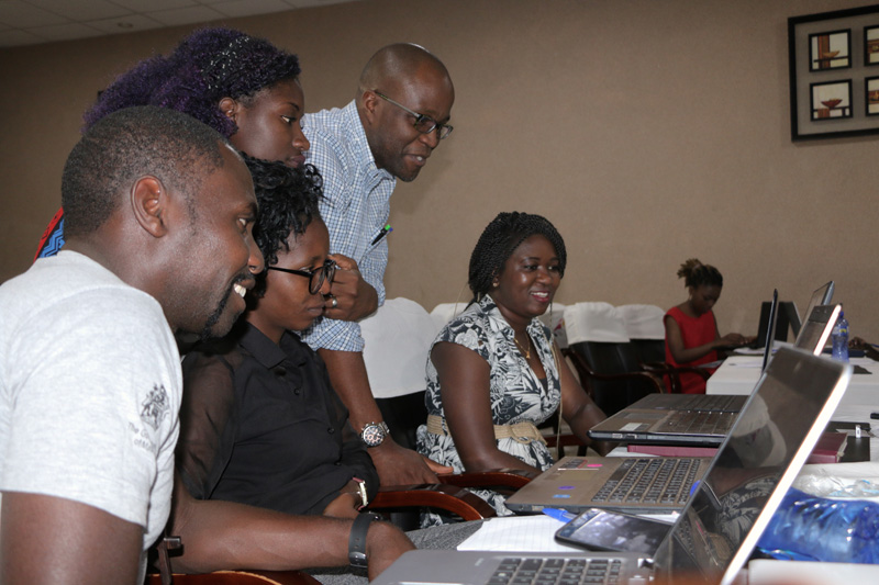 Austin Madinga conducting training at Unicef Social Media workshop