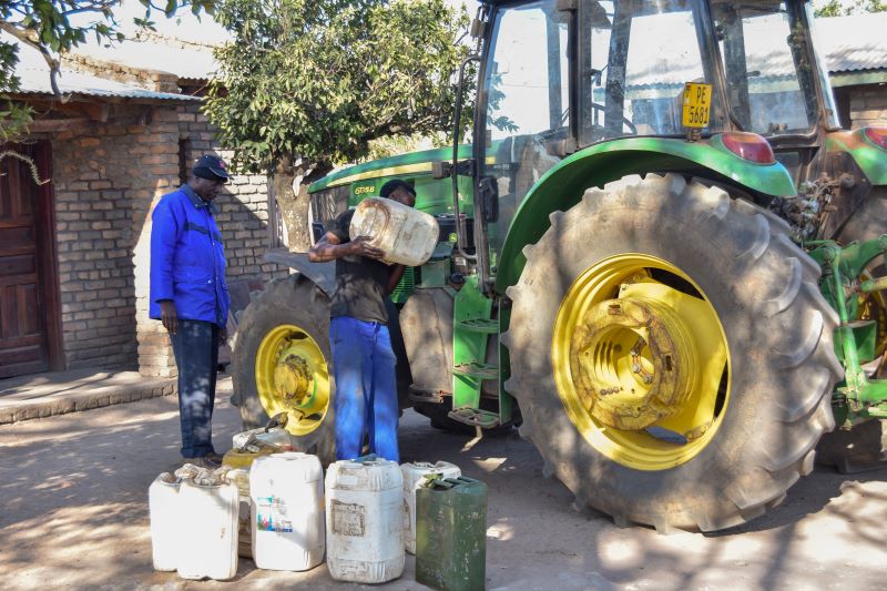 Sanil tractor being refuelled