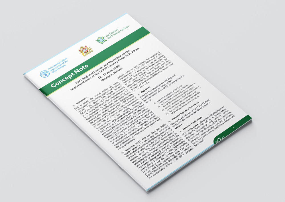 OCOP concept note publication design for food and agriculture organization