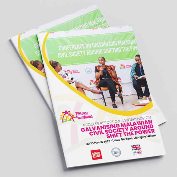 Tilitonse Foundation Shift the Power Conference report. Editorial design and communication management