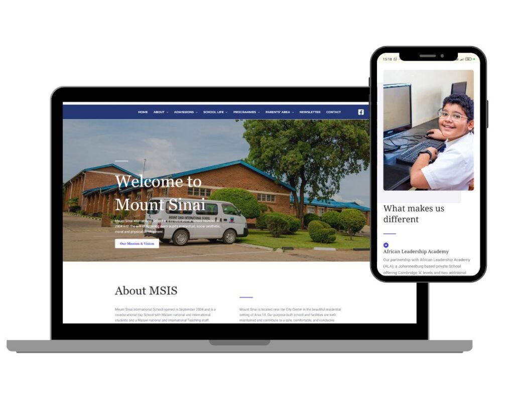 mount sinai international school website mockup