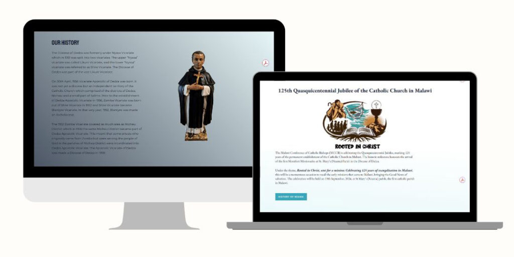pages of the Diocese of Dedza website