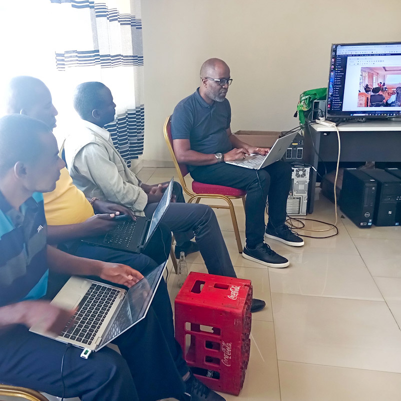 Austin Madinga explaining a point during the Luntha Television Malawi website training
